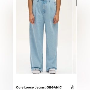 Cole Loose Jeans: ORGANIC DENIM - Light Wash Blue W38 (uk 18-20)